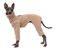 Greyhound Clothes - Dog Winter Warm Fleece Turtleneck Jumpsuit Four-Leg Rompers Long Sleeve Sweatshirt Outdoor Coat for Italian Greyhound Whippet Deerhound Bedlington Terrier (2XL, Khaki)