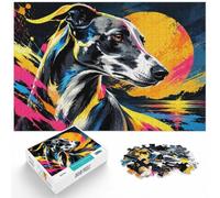Greyhound Dog Abstract Sunset Jigsaw 1000pcs (52x38cm) Adult Puzzle | For New Year downtime: 1000-piece jigsaw puzzle for adults offers 1000 pieces for the Christmas break.