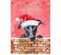 Greyhound Dog Art Christmas Card for Nanna - Xmas Card for Her Female Dog Pet