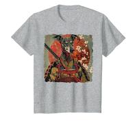 Greyhound Dog Japanese Art Samurai Ukiyo-e Vintage T-Shirt, Youth, Heather Grey, 4T