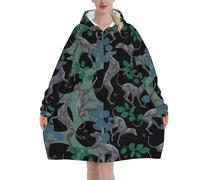 Greyhound Dog Oversized Women's Wearable Blanket Hoodie, Flannel Pullover Blanket, Blanket Sweatshirt