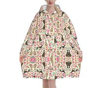 Greyhound Dog Printed,Women's Oversized Wearable Blanket Hoodie, Blanket Sweatshirt,Flannel Pullover Blanket