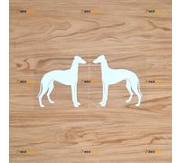 Greyhound Dog Sticker Decal Vinyl - Pair Mirrored Reversed White 10.2cm - for Car Boat Laptop Cup No Background Die-Cut