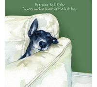 Greyhound Exercise, Eat, Relax Blank Greeting Card SQD126