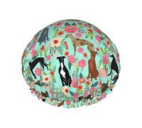 Greyhound Floral Cute Dog Shower Caps Multi-Purpose Elastic Bath Cap Waterproof Hair Bonnet Caps for Spa/Salon/Home Use/Hotel/Travel