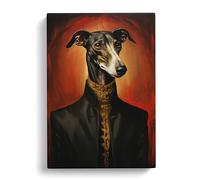 Greyhound Gothic Art Canvas Print | Gallery Wrapped 30mm Frame Wall Art | 30x20 inches | Ready to Hang | Contemporary Picture | Living Room Bedroom Lounge Office