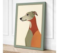 Greyhound in Geometry Canvas Wall Art Print 24x16 Inch