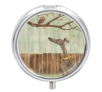 Greyhound in The Garden Pill Box 3 Compartment Small Pill Case for Purse Or Pocket Mini Metal Pillcase Medicine Organizer, Round Daily Medicine Container to Hold Vitamins, Fish Oil