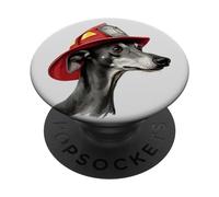 Greyhound Italian Greyhound Firefighter Hat Fireman Dog PopSockets Swappable PopGrip