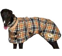 Greyhound Lurcher Sweater, Jumper, Housecoat, Fleece Coat by Greyt Sweaters Greyhound and Whippet Knits (Beige Multi Checked, L Greyhound 30-32")