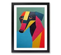 Greyhound Patchwork Framed Print | A2 Black Framed Wall Art | Ready to Hang | Modern Nature Picture | Living Room Bedroom Lounge Office