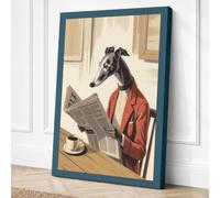 Greyhound Reading News Canvas Wall Art Print 30x20 Inch