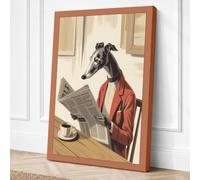 Greyhound Reading News Canvas Wall Art Print 30x20 Inch