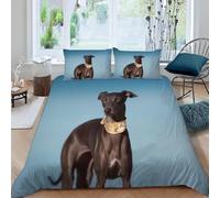 Greyhound Super King Duvet Cover Set 3D Printed Cute Animals Bedding Set Ultra Soft Microfiber Quilt Cover 220x260 cm with 2 Pillowcases with Zipper for Boys Girls Teens a.1679
