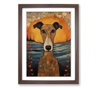 Greyhound Symbolism No.2 Framed Print | A2 Walnut Framed Wall Art | Ready to Hang | Modern Nature Picture | Living Room Bedroom Lounge Office