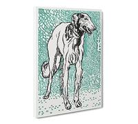 Greyhound Vol.2 By Moriz Jung Classic Painting Canvas Wall Art Print Ready to Hang, Framed Picture for Living Room Bedroom Home Office Décor, 30x20 Inch (76x50 cm)