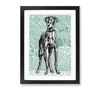 Greyhound Vol.3 By Moriz Jung Classic Painting Framed Print | A2 Black Framed Wall Art | Ready to Hang | Classic Historical Picture | Living Room Bedroom Lounge Office