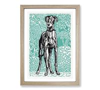 Greyhound Vol.3 by Moriz Jung Framed Print | A2 Oak Framed Wall Art | Ready to Hang | Modern Nature Picture | Living Room Bedroom Lounge Office