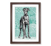 Greyhound Vol.3 by Moriz Jung Framed Print | A2 Walnut Framed Wall Art | Ready to Hang | Modern Nature Picture | Living Room Bedroom Lounge Office