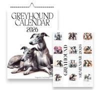 Greyhound Wall Calendar 2026, A4 Size 21.0 x 29.7 cm, Monthly Dog Calendar with UK & US Holidays, Greyhound Calendars, Canine Calendar, Handmade, Racing Dogs