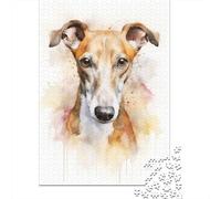 Greyhound Watercolor 1000-Piece Puzzle for Adults, 52x38cm/1000pcs, Smooth White Card with Reduced Dust; Easy to Revisit Throughout The Week