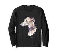 Greyhound Watercolor Art Martingale Portrait Long Sleeve T-Shirt