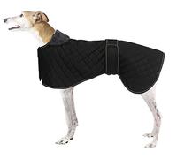 Greyhound Waterproof Coat,Whippet Winter Coat,Dog Winter Jacket with Fleece Lining,Adjustable Outdoor Pet Dog Apparel for Medium or Large Dog,ideal for Greyhound Whippet Lurcher Salukis-Black-XL