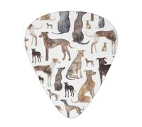 Greyhound Whippet And Dog,12 Pcs Guitar Pick,3 Different Thickness Plectrums for Acoustic Guitar Bass Ukulele (0.46mm 0.96mm 0.71mm)