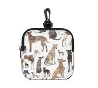 Greyhound Whippet and Dog, Square Zipper Storage Bag, Neoprene Coin Purse, Small Wallets, Change Pouch, Change Purse