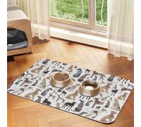 Greyhound Whippet And Dog,Waterproof Pet Feeding Mat,Cat Dog Placemats for Food and Water, PU Leather Food Mats,40x60cm
