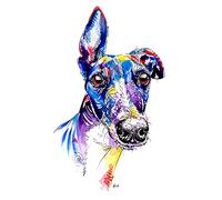 Greyhound Whippet Lurcher Italian Dog Painting Art Print, Dog Artwork, Wall Art - [A4 Mounted Print with 11 x 14" Mount]