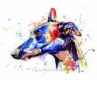 Greyhound Whippet Lurcher Italian Dog Painting Art Print, Dog Artwork, Wall Art Gifts - Mounting Options