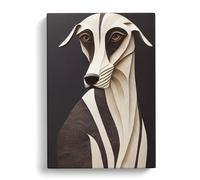 Greyhound Wood Carving Canvas Print for Living Room Bedroom Home Office Décor, Wall Art Picture Ready to Hang, 30x20 Inch (76x50 cm)