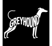 Greyhound Words Silhouette Fun Waterproof Sticker - Decals for Car Bumpers, Laptops, Mirrors, Windows - Gift for Dog Lovers (White, 15.5cm x 11cm (6.1" x 4.3"))