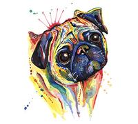 GreyhoundArts Pug Art Print Painting Birthday Watercolour Stocking Filler - A4 & A5 Sizes + Mounting Options- Gift (A4 Print Only 8.25 x 11.75 Inches)