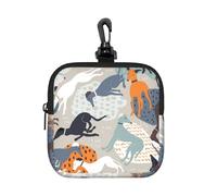 Greyhounds Cute, Coin Purse Square Zipper Storage Bag, Change Pouch with Lobster Buckle Clasp Buckle, Change Purse