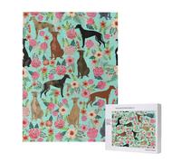 Greyhounds Florals,500 Pieces Wooden Jigsaw Family Game Jigsaw Puzzles for Adults Teens