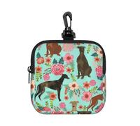 Greyhounds Florals, Square Zipper Storage Bag, Neoprene Coin Purse, Small Wallets, Change Pouch, Change Purse