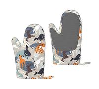Greyhounds Silicone Oven Mitts Anti-Slip Cooking Gloves,Heat Resistant Baking Mitts A Pair