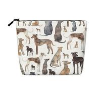 Greyhounds Wippets and Lurcher Dogs, Cosmetic Bag Imitation Linen Makeup Bag Portable Travel Toiletry Bag