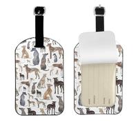 Greyhounds Wippets and Lurcher Dogs,Luggage Tags Pu Leather Name Tag Travel Suitcase Identifier ID Tags Durable Baggage Label 2 pcs