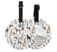 Greyhounds Wippets and Lurcher Dogs,Luggage Tags Pu Leather Name Tag Travel Suitcase Identifier ID Tags Durable Baggage Label 2 pcs