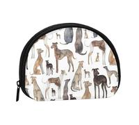 Greyhounds Wippets and Lurcher Dogs, Women's Storage Bag Shell Makeup Bag Small Coin Purse Shell Change Pouch