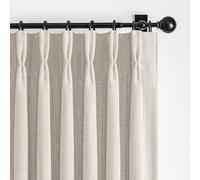 Greyish Beige 100% Blackout Two Layer Natural Linen 84 Inch Curtains for Bedroom 2 Panels Set, Memory Trained Pinch Pleated Insulated Noise Cancelling Farmhouse Windows Drapes 40 x 84 Inches Length