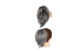 ,GreyNatural Look Hair Pieces & Extensions, Clip-on Short Straight Wig Ponytail Changeable Styling Headdress Hair Ring Fluffy Hair Piece Ponytail,Human Hair Clip-In Ponytail E