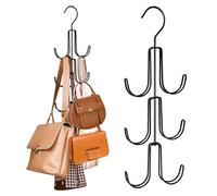 Greyoe Belt and Tie Holder - Multifunctional Wardrobe Organizer for Scarves, Cloths, Bags - Hanging Rack With Sling Hook, Black