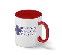 Greys Anatomy Grey ann Sloan Memorial Hospital White Coffee Mug with Red Rim & Handle