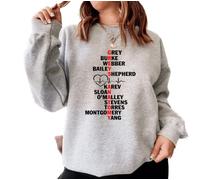 Greys Character Names Greys Anatomy Sweatshirt (as8, alpha, m, regular, regular, Grey)