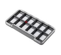 Greys Slim Fishing Tackle Box | Floating Waterproof Tackle Storage Box | Storage with Transparent Lid | Fits Wading Jacket or Vest Pocket | Magnetic Closure | 12 Compartments