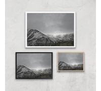 Greyscale Mountain Giclee Art Print - A3 - Wooden Frame